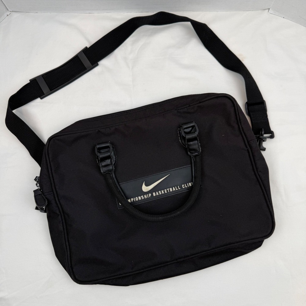 Nike Championship Basketball Clinics Laptop Messenger Bag Black Canvas Vintage